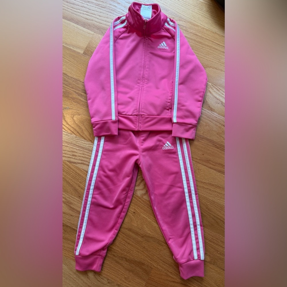 Adidas Kids Pink Warm Up Set - Picture 2 of 7